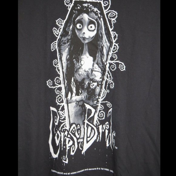 NWT "CORPSE BRIDE" black Fruit Of The Loom t-shirt, Large - Picture 2 of 5